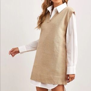 V Neck Sweater Vest Dress (without blouse and without belt)